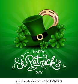 Happy Patricks Day Greeting Card Isolated green background