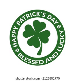 happy patrick's day greeting in circle style vector illustration