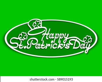 Happy Patrick's Day! Greetings calligraphic text. Vector illustration.
