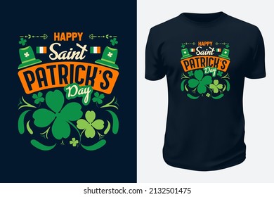 Happy Patrick's Day. Ireland Saint Patrick's Day Festival Wishes vector graphics t shirt design for pod site.