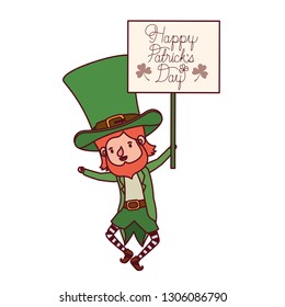happy patrick`s day label with leprechaun character