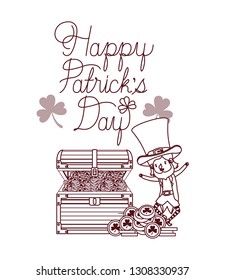 happy patricks day label with leprechaun character