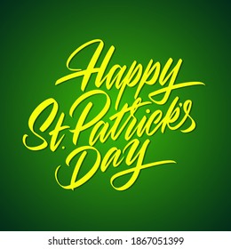 Happy patrick's day lettering. Cursive. Vector illustration