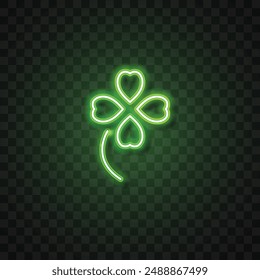 Happy patrick's day neon design. Clover leaf.