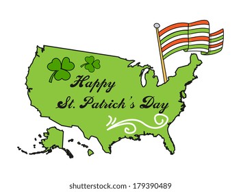 Happy Patrick's Day - USA Map Banner Vector