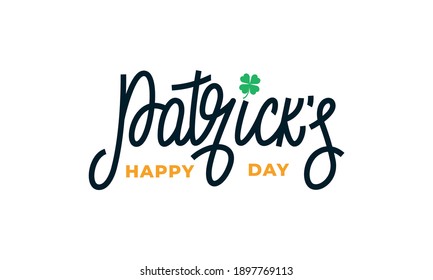 Happy Patrick's Day. Vector illustration of Saint Patrick's Day lettering label