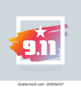 Happy Patriot Day. 2001 September 11 , Twin towers, World Trade Center, 911, Memorial, American Flag, Ground Zero, New York, Terrorism.