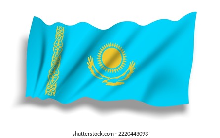 Happy patriotic celebration Kazakhstan day with Kazakhstan flag in turquoise background. Anniversary celebration independence day of Kazakhstan country. Vector illustration nation flag background.