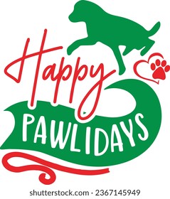 Happy pawl I days Christmas dog design