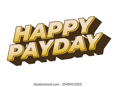 Diseño de efecto de texto de feliz día de pago para anuncios de redes sociales. Estilo 3D