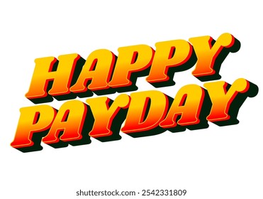 Diseño de efecto de texto de feliz día de pago para anuncios de redes sociales. Estilo 3D