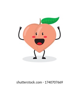 happy peach fruit cute character mascot vector design