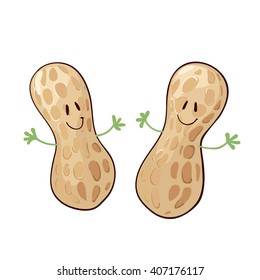 Happy peanut cartoon raising his arms. vector illustration