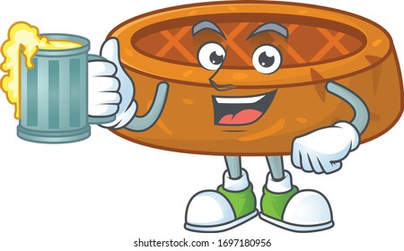 Happy peanut cookies mascot style toast with a glass of beer
