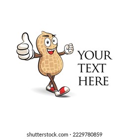 happy peanut line art cartoon character vector