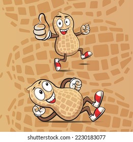 happy peanut line art cartoon character vector