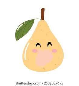 happy pear fruit character expression. emoticon element. cartoon mascot