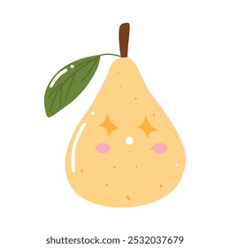 happy pear fruit character expression. emoticon element. cartoon mascot