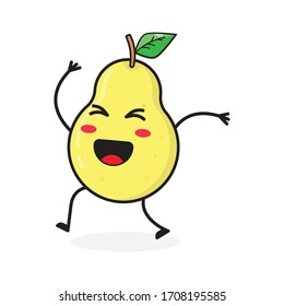 happy pear fruit cute character mascot vector design