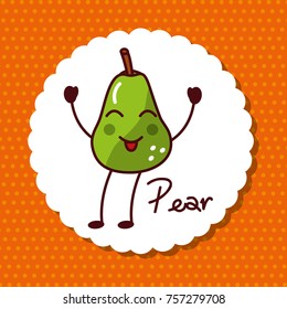 happy pear fruit kawaii cheerful character food