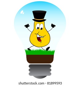 happy pear inside in lightbulb