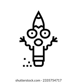 happy pen character line icon vector. happy pen character sign. isolated contour symbol black illustration