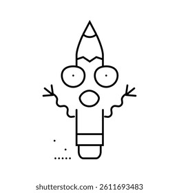 happy pen character line icon vector. happy pen character sign. isolated contour symbol black illustration