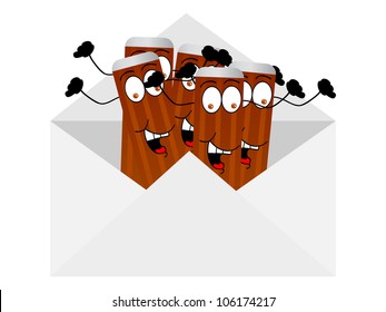 happy pencils in envelope