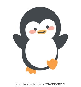 Happy penguin cartoon flat vector