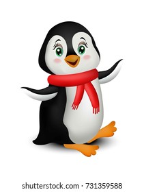 Happy Penguin cartoon Vector isolated on white