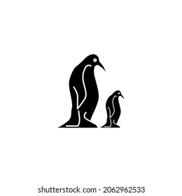 Happy penguin characters in different poses set