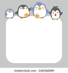 happy penguin family cartoon background