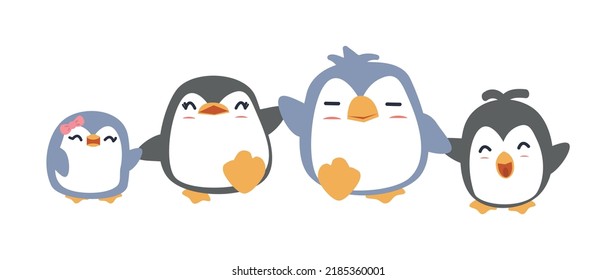 happy penguin family cartoon vector