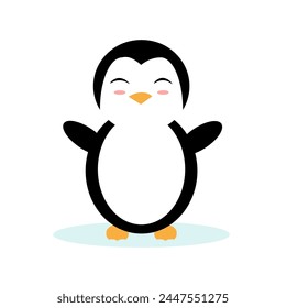 
Happy penguin in flat style. Antarctic bird, animal illustration.