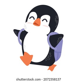 Happy Penguin  go to school cartoon