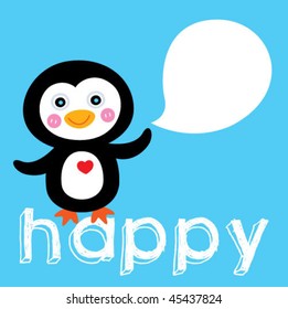 happy penguin greeting card