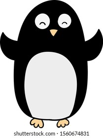Pingüino feliz, ilustración, vector sobre fondo blanco.