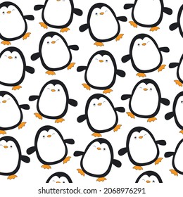 Happy penguin playing at Christmas day. Animal flat clipart. Modern poster for prints, kids cards, t-shirts.