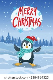 Happy Penguin in the Winter