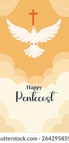 Feliz Pentecostes Vetor Religioso Banner Set | Ilustrações de Plano de Férias Cristãs 