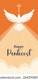 Happy Pentecost Religious Vector Banner Set | Christian Holiday Flat Illustrations 