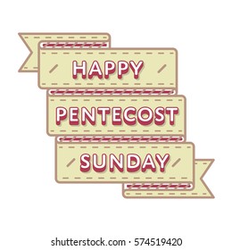 Happy Pentecost Sunday emblem isolated vector illustration on white background. 4 june world christianity holiday event label, greeting card decoration graphic element