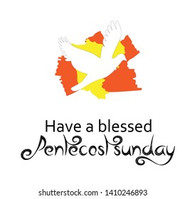 Happy Pentecost Sunday, typography for print or use as poster, card, flyer or T shirt