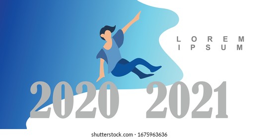 Happy people in 2020 flat illustration vector design