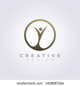 Happy People Celebrate Template Design Company Logo Vector Symbol Icon.