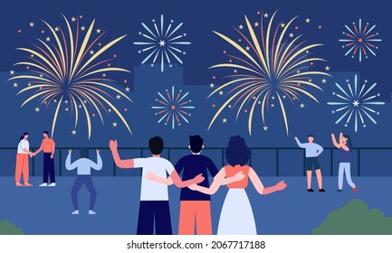 Happy People Celebrating On City Street Stock Vector (Royalty Free ...