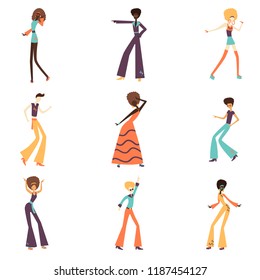 Happy people character design. People dancing vector.