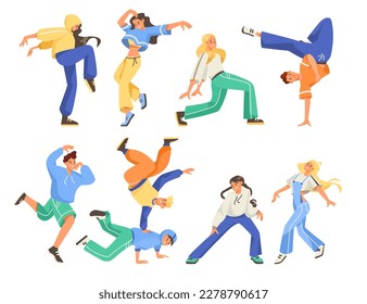 Happy People Characters Dancing Moving Their Body Vector Set