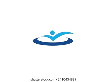 Happy People and check mark people vector monogram logo design template