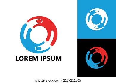 Happy people circle logo template design vector